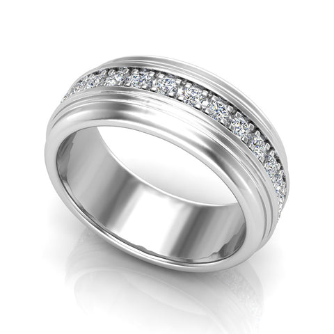 Men’s Wedding Band 0.87 ctw Accented Diamond Ring 14K White Gold (G,SI) - White Gold