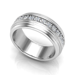 Men’s Wedding Band 0.87 ctw Accented Diamond Ring 14K White Gold (G,SI)