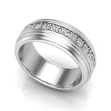Men’s Wedding Band 0.87 ctw Accented Diamond Ring 18K White Gold (G,VS) - White Gold