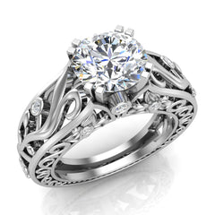 1.81 cttw Vintage Solitaire Diamond Filigree Wedding Ring 18K Gold-G,SI