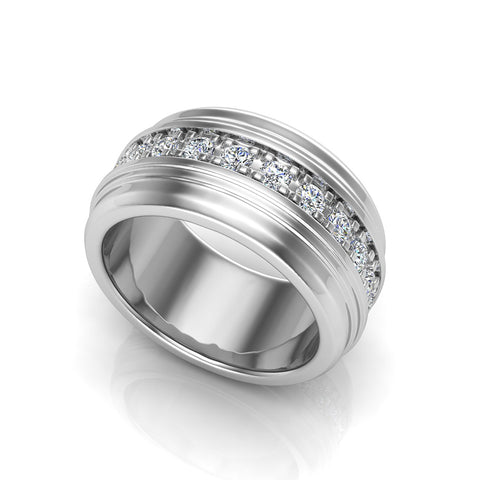 Men’s Diamond Wedding Band Accented Diamond Ring 18K Gold (G,VS)