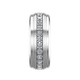 Men’s Wedding Band 0.87 ctw Accented Diamond Ring 18K White Gold (G,VS) - White Gold
