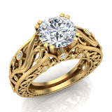 1.81 cttw Vintage Solitaire Diamond Filigree Wedding Ring 18K Gold-G,SI