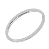 2 mm 14K White Gold Wedding Band Plain Low Dome Style High Polished Band Ring - White Gold