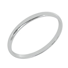 2 mm 14K White Gold Wedding Band Plain Low Dome Style High Polished Band Ring
