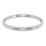 2 mm 14K White Gold Wedding Band Plain Low Dome Style High Polished Band Ring - White Gold