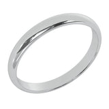 3 mm 14K White Gold Wedding Band Plain Low Dome Style High Polished Band Ring - White Gold