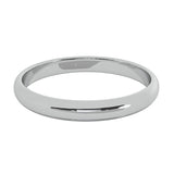 3 mm 14K White Gold Wedding Band Plain Low Dome Style High Polished Band Ring - White Gold