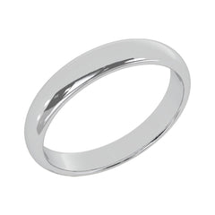 4 mm 14K White Gold Wedding Band Plain Low Dome Style High Polished Band Ring