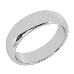 6 mm 14K White Gold Wedding Band Plain Low Dome Style High Polished Band Ring