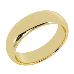 6 mm 14K Gold Wedding Band Plain Low Dome Style Ring