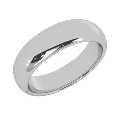 7 mm 14K White Gold Wedding Band Plain Low Dome Style High Polished Band Ring