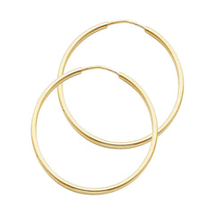 14K Solid Gold Hoop Earrings 30 mm diameter 1.5 mm wide Secured click settings