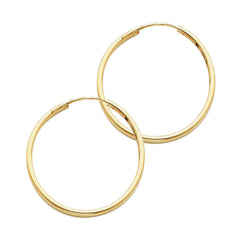 14K Solid Gold Hoop Earrings 25 mm diameter 1.5 mm wide Secured click settings
