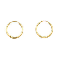 14K Solid Gold Hoop Earrings 15 mm diameter 1.5 mm wide Secured click settings