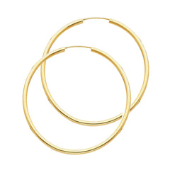 14K Solid Gold Hoop Earrings 35 mm diameter 2 mm wide Secured click settings