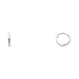 14K Solid Gold Plain Huggies Earrings 1.5 MM wide Secured Hinged Lock Setting Click top - White Gold