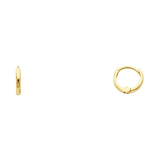 14K Solid Gold Plain Huggies Earrings 1.5 MM wide Secured Hinged Lock Setting Click top - Yellow Gold