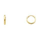 14K Solid Gold Plain Huggies Earrings 2 MM wide Secured Hinged Lock Setting Click top