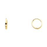14K Solid Gold Plain Square Tube Huggies Earrings 2 MM wide Secured click lock setting