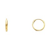 14K Solid Gold Plain Huggies Earrings 2 MM wide secured click top setting