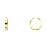 14K Solid Gold Plain Square Tube Huggies Earrings 2.5 MM wide secured click top setting