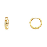 14K Solid Gold Nugget Style Huggies Earrings 4 mm Wide Secured Click top Setting