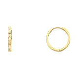 14K Solid Gold Diamond Cut Huggies Earrings 2 mm Wide Secured Click top Setting