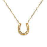 14K Yellow Gold Floating CZ Horseshoe Necklace - Yellow Gold
