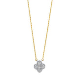 Floating Micropave CZ Clover Necklace in 14K Two-Tone Gold