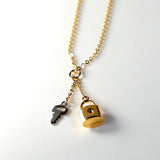 Lock & Key Y-Necklace in 14K Two-Tone Gold