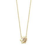 Sideways Rose & Stem Floating Charm Necklace 14k