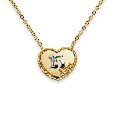 15 Anos Milgrain Heart Necklace 14k Yellow Gold - Yellow Gold