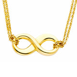14K Yellow Gold Infinity Necklace 18'' Chain 8mm by 19mm - Yellow Gold