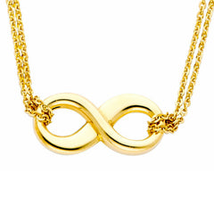 14K Yellow Gold Infinity Necklace 18'' Chain 8mm by 19mm
