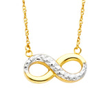 14K Yellow Gold and White Gold Infinity Necklace 18'' Chain 8mm by 16mm - White Gold