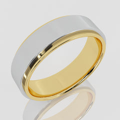 14K Gold bands for Men two-tone wedding ring White Gold
