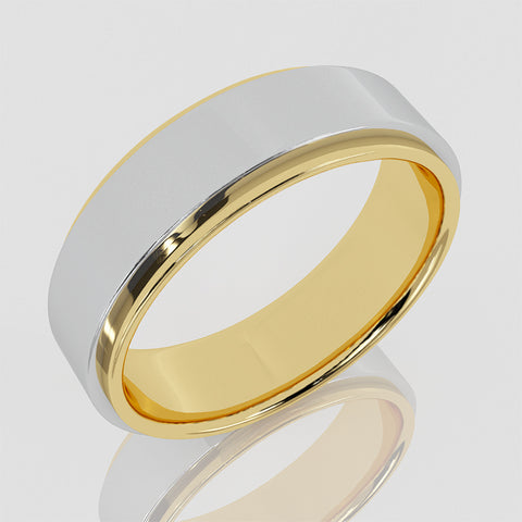 14K Gold bands for Men two-tone wedding ring (G,SI) - White Gold