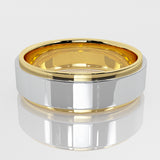 18K Gold bands for Men two-tone wedding ring (G,VS) - White Gold