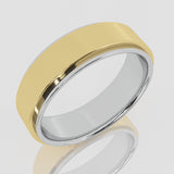 18K Gold bands for Men two-tone wedding ring (G,VS) - Yellow Gold