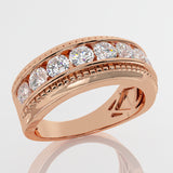 14K Gold Mens Wedding Band Channel setting 1.90 ctw Diamond Ring (G,SI) - Rose Gold