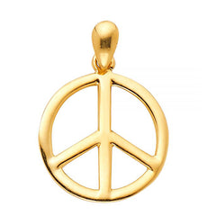 Peace Sign Symbolic 14K Solid Gold Pendant
