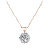 0.38 ct Halo Diamond Necklaces 14K Gold Charms Round Diamond Pendant-L,I2 - Rose Gold