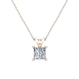 Princess Cut Diamond Pendant Necklace for Women 14K Gold-G,I1 - Rose Gold