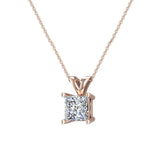 Princess Cut Diamond Pendant Necklace for women 14K Gold Chain-G,VS - Rose Gold