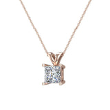 Princess Cut Diamond Pendant Necklace for women 14K Gold-I,I1 - Rose Gold