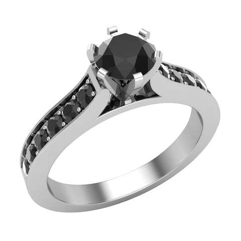 Black Diamond Engagement Rings for Women 0.75 ct 14K Gold Finish