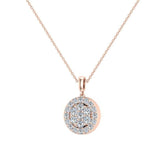 Cluster Diamond Necklace for women 14K Gold chain 18” Halo Style 0.60 ct-L,I2 - Rose Gold