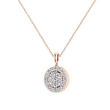 Cluster Diamond Necklace for women 14K Gold chain 18” Halo Style 0.60 ct-G,VS1 - Rose Gold