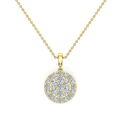 Cluster Diamond Necklace for women 14K Yellow Gold